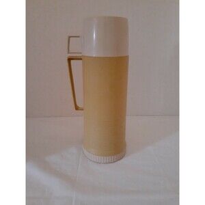 Vintage Thermos Beige & White Quart Size Division King Seeley 1960's Model 2202